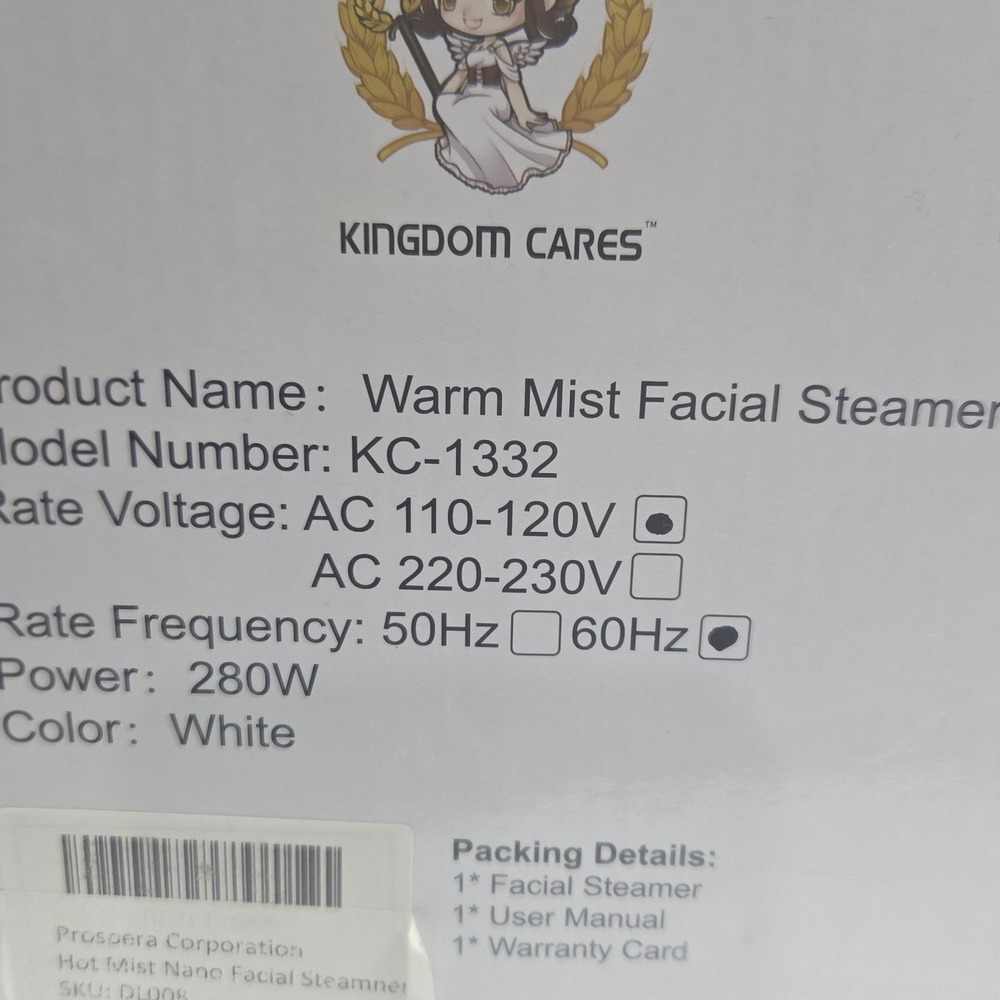 Kingdom Cares KC-1332 Warm Mist Facial Steamer Nano Ionic Personal Sauna Spa - Picture 9 of 13